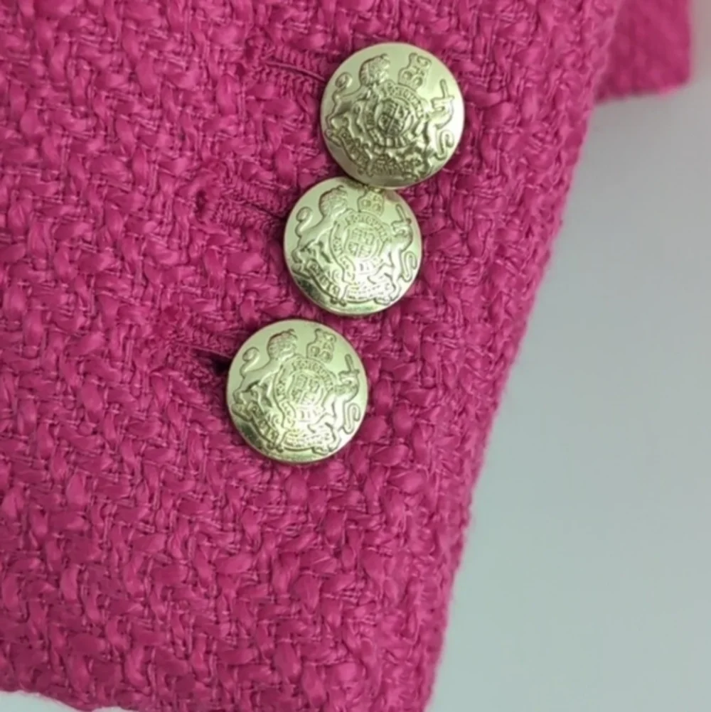 J. Crew Hot Pink Tweed Schoolboy Academia‎ Career Blazer Jacket Size 0 New